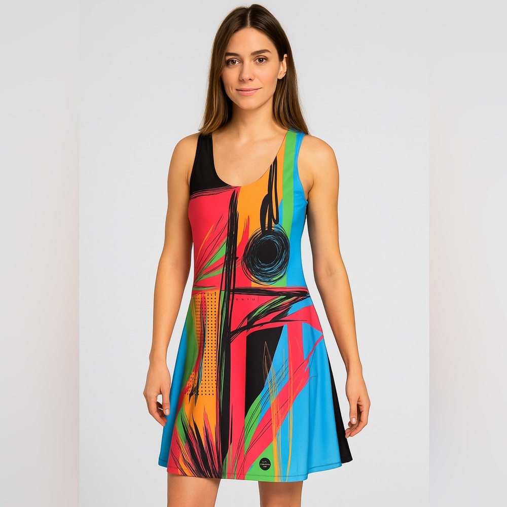 Volt Design Multicolor Sleeveless Tank V Neck Stretch Dress‎ Size 4 No 205